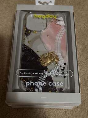 heyday iPhone 14 Pro Max Case with MagSafe - Pink Black and Gold Abstract